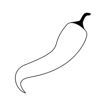 Chilli spicy vegetable isolated in black and white Stock Illustration