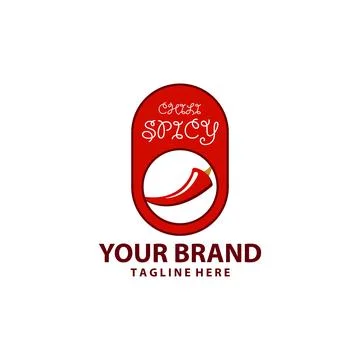 Chilli wood label logo design vector Stock Illustration