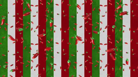 Chillies Mexican Spice background loop tile Cartoon falling. This is a cartoony Stock Footage 300991132