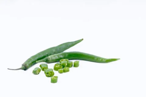 Chillies on white background. horizontal Stock Photos