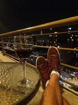 Chilling on the balcony Stock Photos