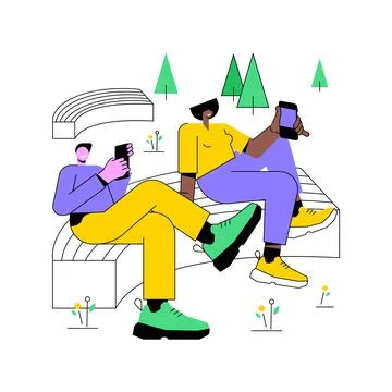 Chilling at the bench isolated cartoon vector illustrations. Illustrazione stock