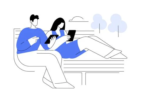 Chilling at the bench isolated cartoon vector illustrations. Ilustración de archivo