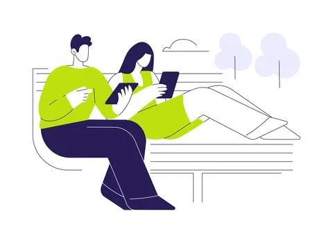 Chilling at the bench isolated cartoon vector illustrations. Ilustração Stock