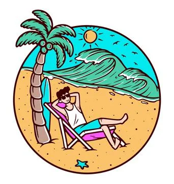 Chilling out on the beach vector illustration Stock Illustration