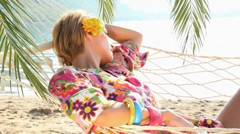 Chilling-out on hammock Stock Footage 8687853