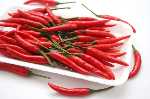 Chillis on a plate Stock Photos