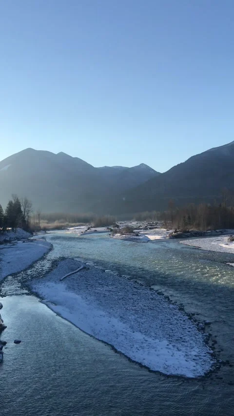 Chilliwack River Valley at Sunrise Vertical Stock Footage 171304412