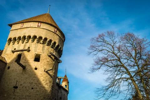 Chillon castle tower Stock Photos