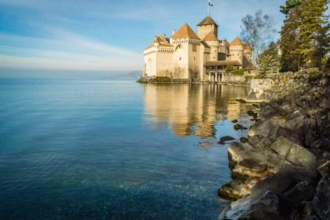 Chillon castle in the winter Stock Photos