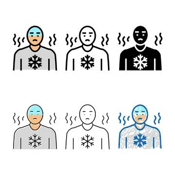 Chills hiv symptom forms color icon vector Stock Illustration