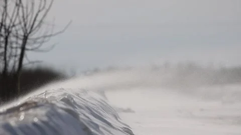 Chilly cold landscape with snow. High wi... | Stock Video | Pond5