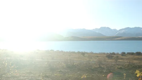 Chilly evening light on a tussock landscape Stock Footage 90830161