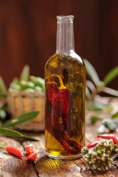 Chilly oil Stock Photos