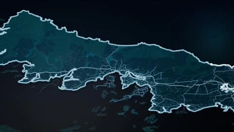 Chiloe Island Glowing Digital Map Animation 4K Stock Footage 338388138