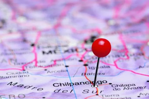 Chilpancingo pinned on a map of Mexico Stock Photos