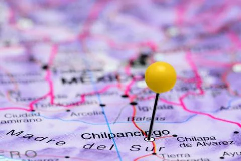 Chilpancingo pinned on a map of Mexico Foto stock
