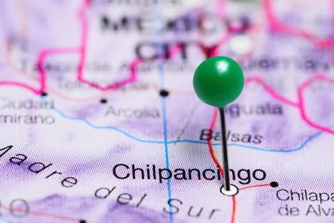 Chilpancingo pinned on a map of Mexico Stock Photos