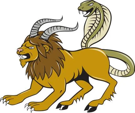 Chimera Attacking Side Cartoon Stock Illustration