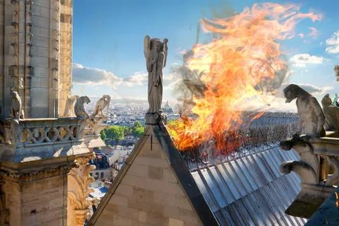 Chimera on fire Stock Photos