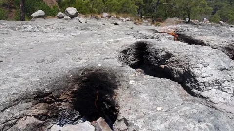 Chimera mountain, Turkey on the slope of which natural gas burns continuously Stock Footage 169070724