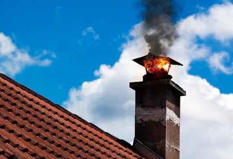 Chimmney on fire Stock Photos