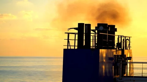 Chimney of the big ship Stock Footage 99660143