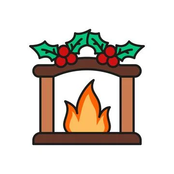 Chimney christmas icon vector basic design simple and modern Stock Illustration