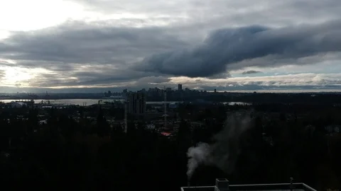 Chimney, Clouds and the Trees Stock Footage 93462166