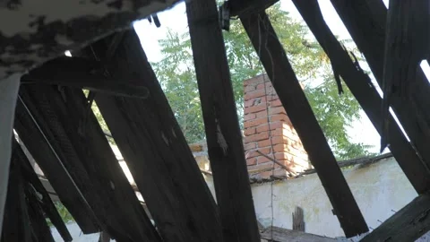 Chimney on a collapsed building Stock Footage 163767901