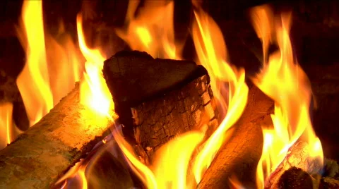 Chimney fire close w audio Stock Footage 502670