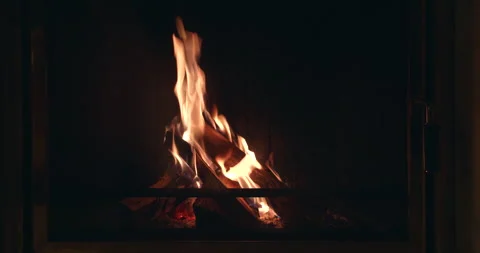 Chimney with fire in the evening. Stock Footage 276227302
