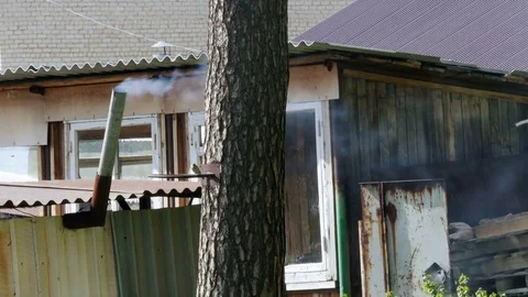 From the chimney goes smoke Video stock 80267121