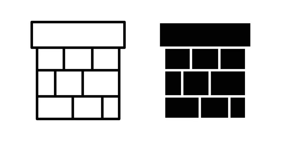 Chimney icon silhouette vector set. thin line pack Stock Illustration