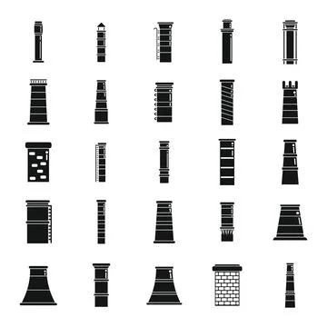 Chimney icons set simple vector. Roof sweep Illustrazione stock