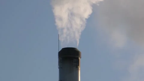 Chimney with large thick smoke Stock Footage 148417606