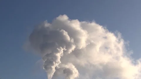 Chimney with large thick smoke Stock Footage 148417679