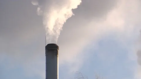 Chimney with large thick smoke Stock Footage 148417688