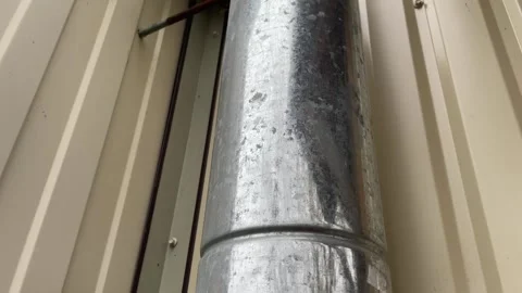 Chimney mounting system on wooden frame house Видео 320927387