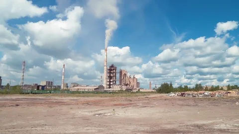 Chimney of the old factory. Environmental pollution Stock Footage 76439716