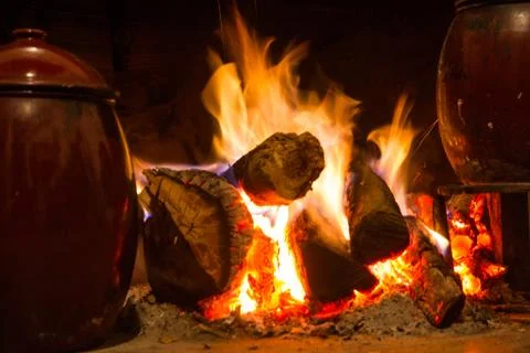 Chimney pots on the fire Stock-Fotos