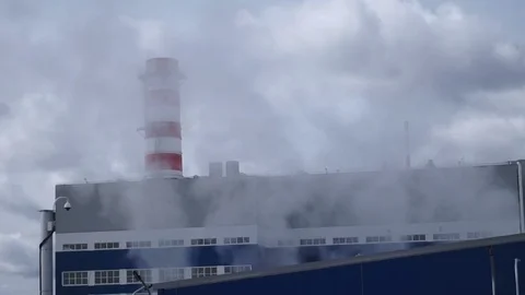 Chimney of a power plant 库存影片 75493041