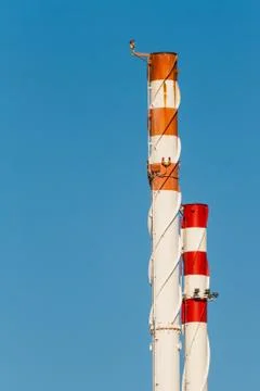 Chimney red, white, blue Stock Photos