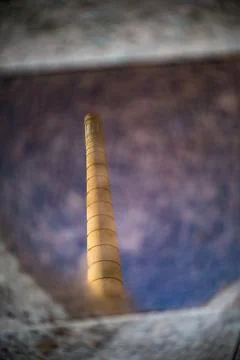 Chimney Reflected in Puddle at Centro Andaluz de Arte Contemporneo Stock Photos
