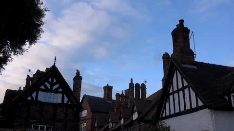 Chimney smoke going into the atmosphere evening time England UK 4K Stock Footage 105494563