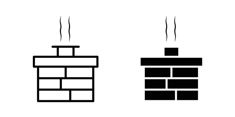 Chimney smoke icon bundle for website design projects Stock Illustration