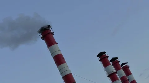 Chimney Smoke / Smoke Stack / Air Pollution Stock Footage 73206896