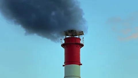Chimney Smoke / Smoke Stack / Air Pollution Stock Footage 75843274