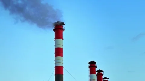 Chimney Smoke / Smoke Stack / Air Pollution Stock Footage 76507084