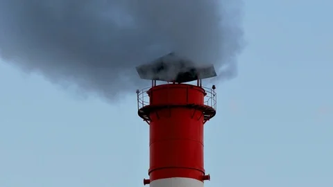Chimney Smoke / Smoke Stack / Air Pollution Stock Footage 77082706